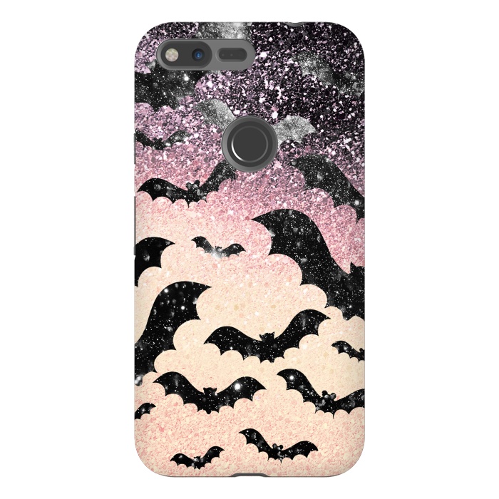 Pixel XL StrongFit Bats in glitter starry night - Halloween by Oana 