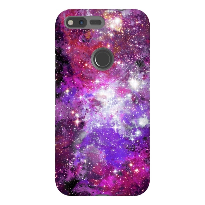 Pixel XL StrongFit Purple violet starry galaxy by Oana 
