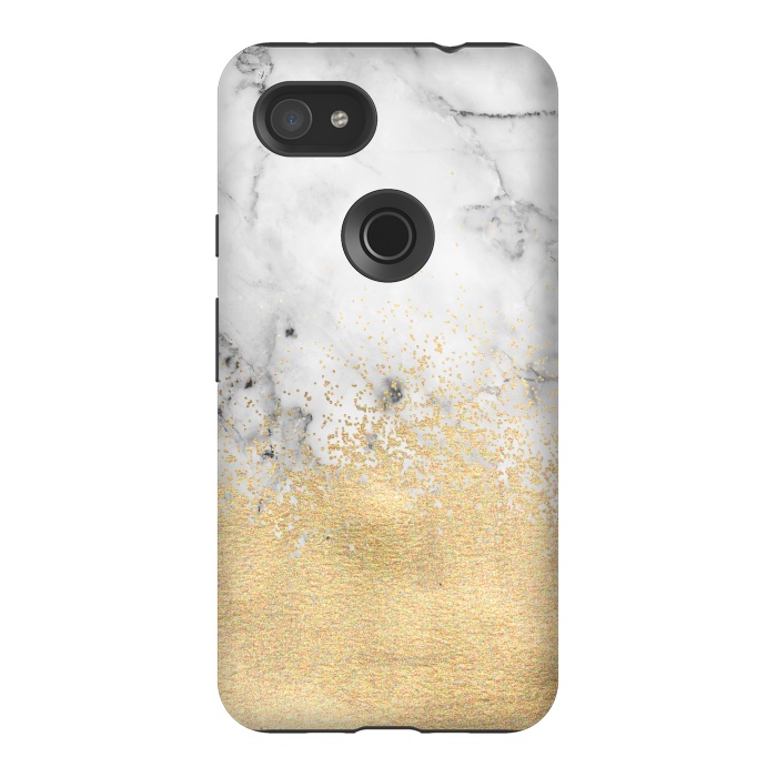 Pixel 3AXL StrongFit Gold Dust on Marble by Tangerine-Tane