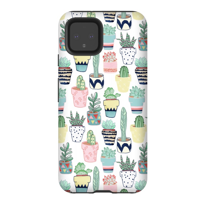 Pixel 4 StrongFit Cute Cacti in Pots by Tangerine-Tane