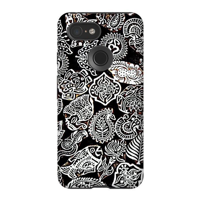 Pixel 3 StrongFit Black and white pattern by Winston