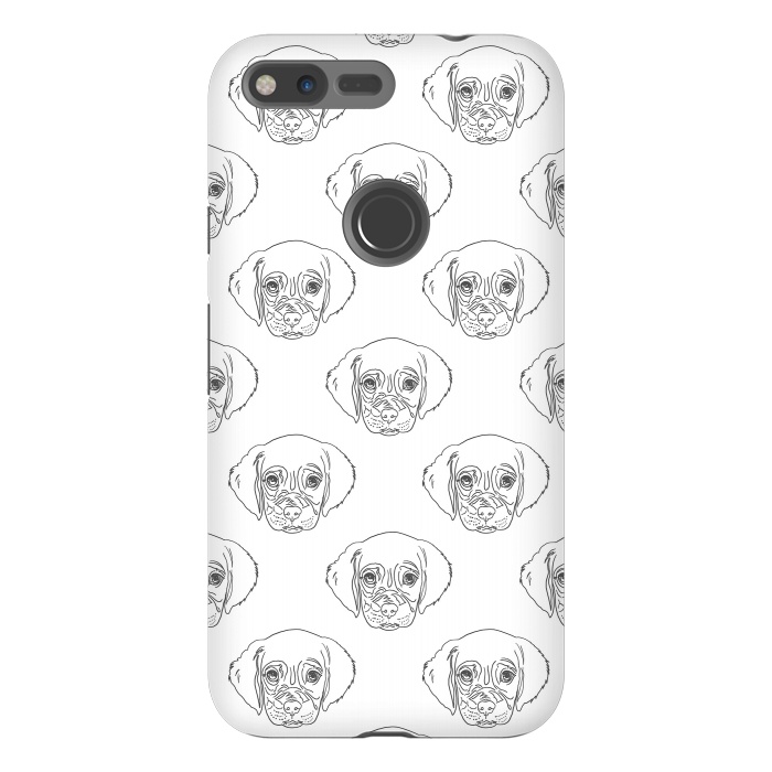 Pixel XL StrongFit Cute Gray Puppy Dog Hand Drawn Strokes Pattern by InovArts