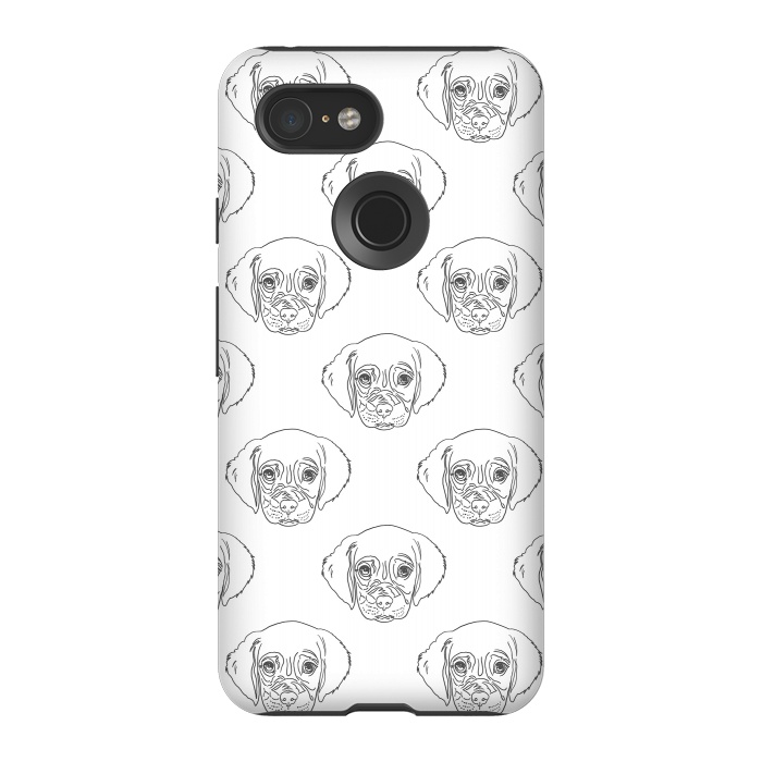 Pixel 3 StrongFit Cute Gray Puppy Dog Hand Drawn Strokes Pattern by InovArts