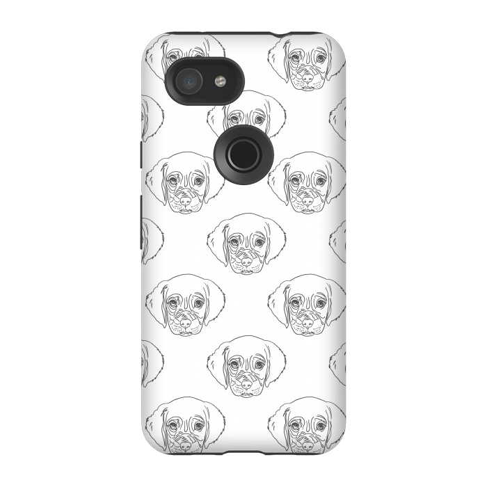 Pixel 3A StrongFit Cute Gray Puppy Dog Hand Drawn Strokes Pattern by InovArts