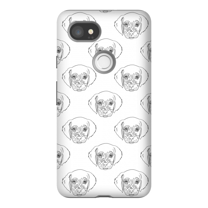 Pixel 2XL StrongFit Cute Gray Puppy Dog Hand Drawn Strokes Pattern by InovArts