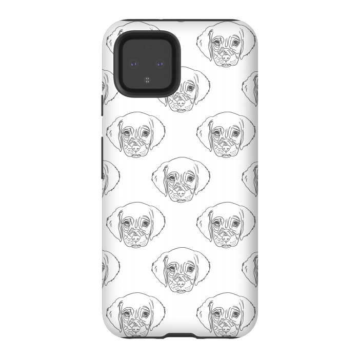 Pixel 4 StrongFit Cute Gray Puppy Dog Hand Drawn Strokes Pattern by InovArts