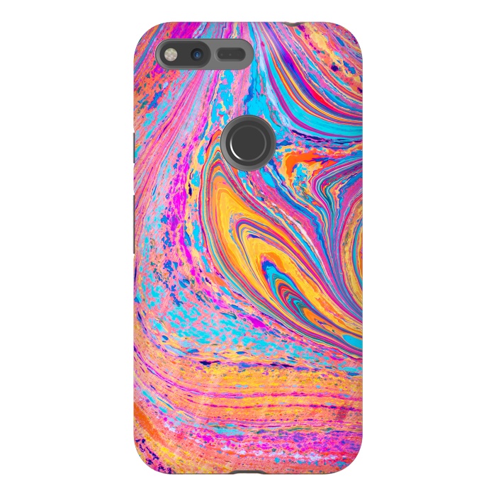 Pixel XL StrongFit Colorful Marbling Artwork by ArtsCase