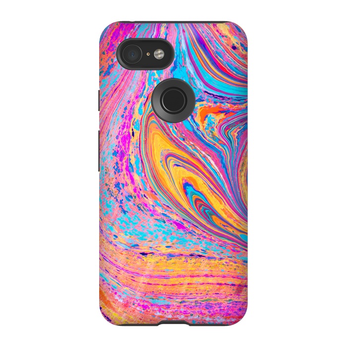 Pixel 3 StrongFit Colorful Marbling Artwork by ArtsCase