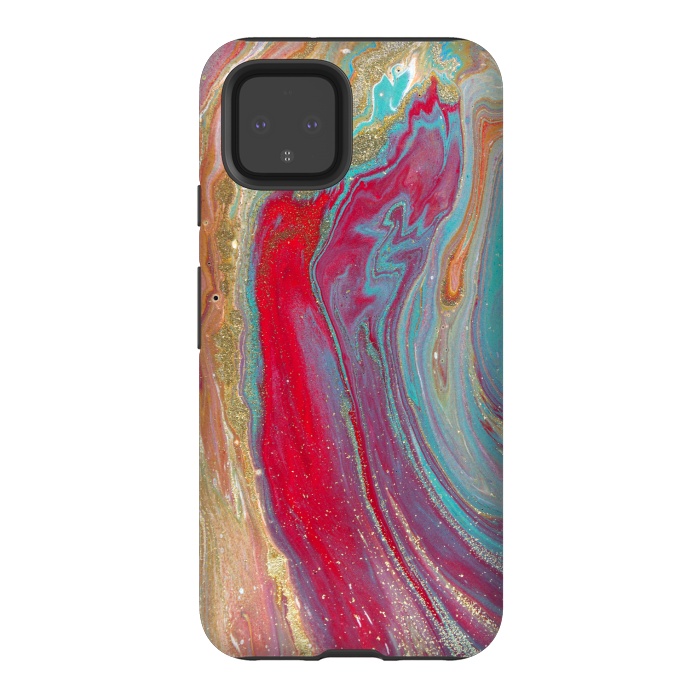 Pixel 4 StrongFit Liquid Marble Design Colorful by ArtsCase