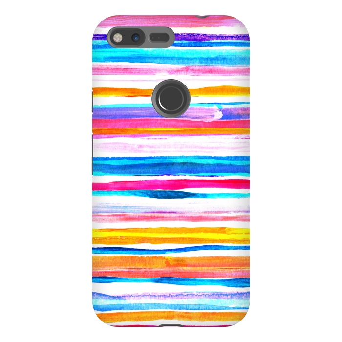 Pixel XL StrongFit Bright Hand Painted Gouache Beach Chair Stripes by Micklyn Le Feuvre