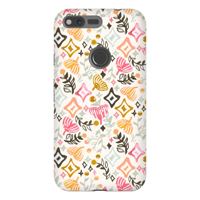 Pixel XL StrongFit Autumn Abstract Ginkgo & Berry Pattern  by Tigatiga