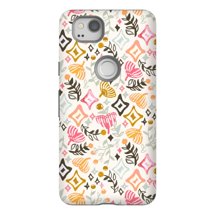 Pixel 2 StrongFit Autumn Abstract Ginkgo & Berry Pattern  by Tigatiga