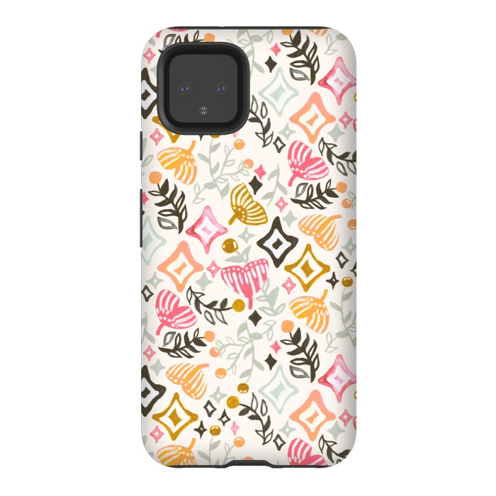 Pixel 4 StrongFit Autumn Abstract Ginkgo & Berry Pattern  by Tigatiga