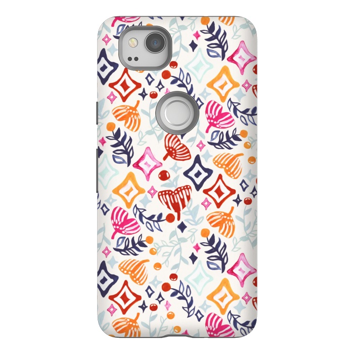 Pixel 2 StrongFit Christmas Abstract Ginkgo & Berry Pattern  by Tigatiga