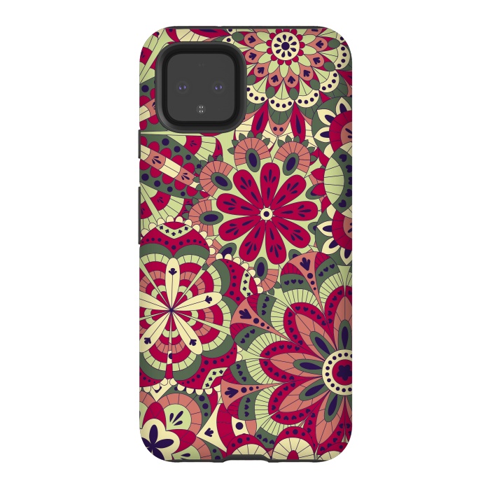 Pixel 4 StrongFit Floral Made with Many Mandalas by ArtsCase