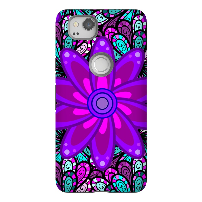 Pixel 2 StrongFit Mandala in Purple and Aquamarine by ArtsCase