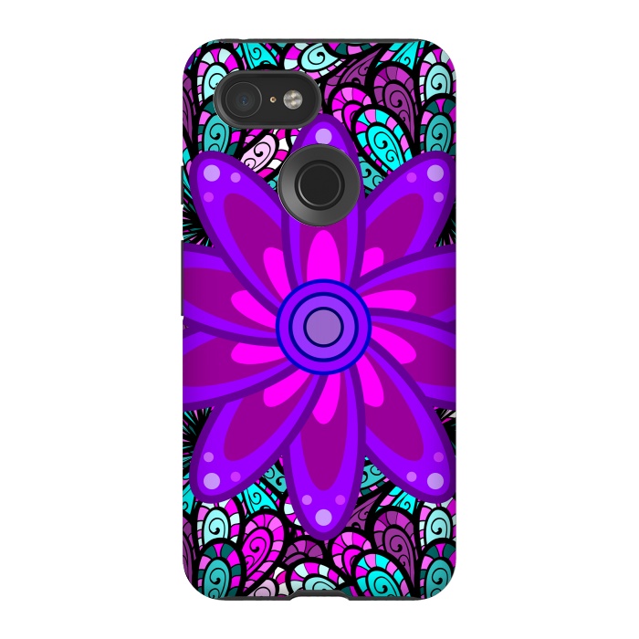 Pixel 3 StrongFit Mandala in Purple and Aquamarine by ArtsCase