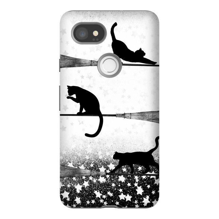 Pixel 2XL StrongFit black cats flying on witch brooms by Oana 