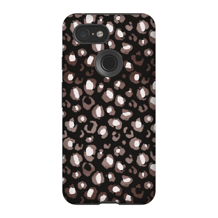 Pixel 3 StrongFit Brown leopard spots pattern by Oana 