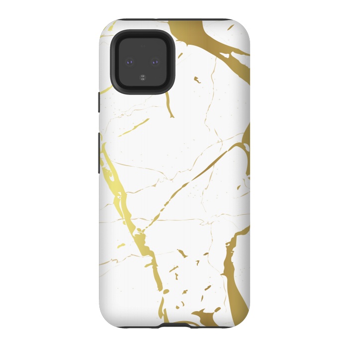 Pixel 4 StrongFit Marble Design With Gold Lines by ArtsCase