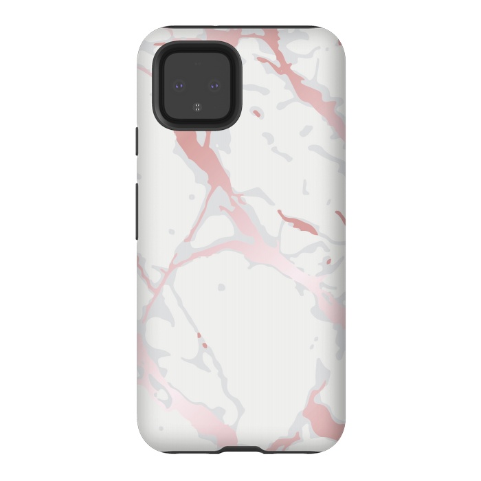 Pixel 4 StrongFit Pink Rose Marble Design by ArtsCase