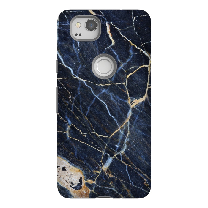 Pixel 2 StrongFit Structure Marble of Dark Gray Blue by ArtsCase