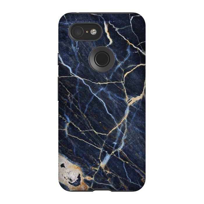 Pixel 3 StrongFit Structure Marble of Dark Gray Blue by ArtsCase