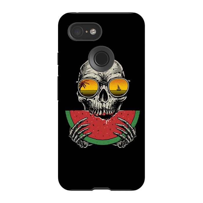 Pixel 3 StrongFit Watermelon Skull by Afif Quilimo