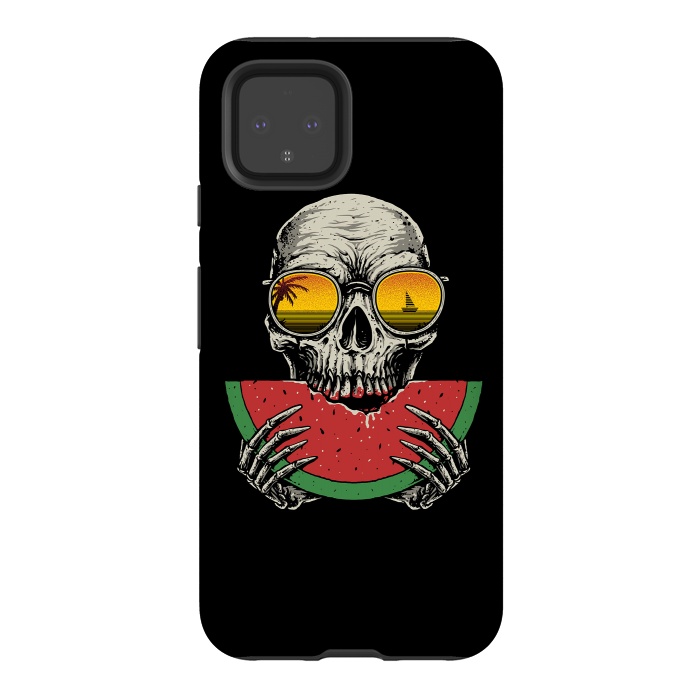 Pixel 4 StrongFit Watermelon Skull by Afif Quilimo