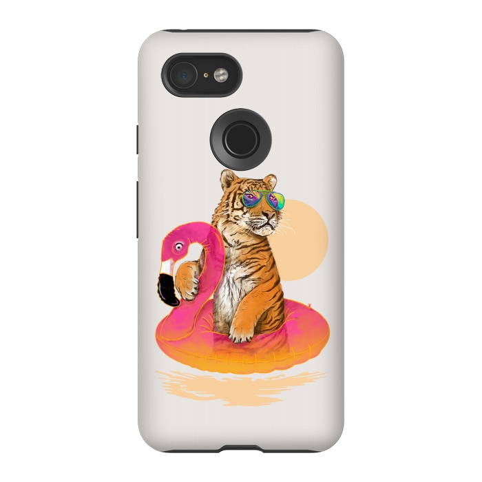 Pixel 3 StrongFit Chillin Flamingo Tiger by 38 Sunsets