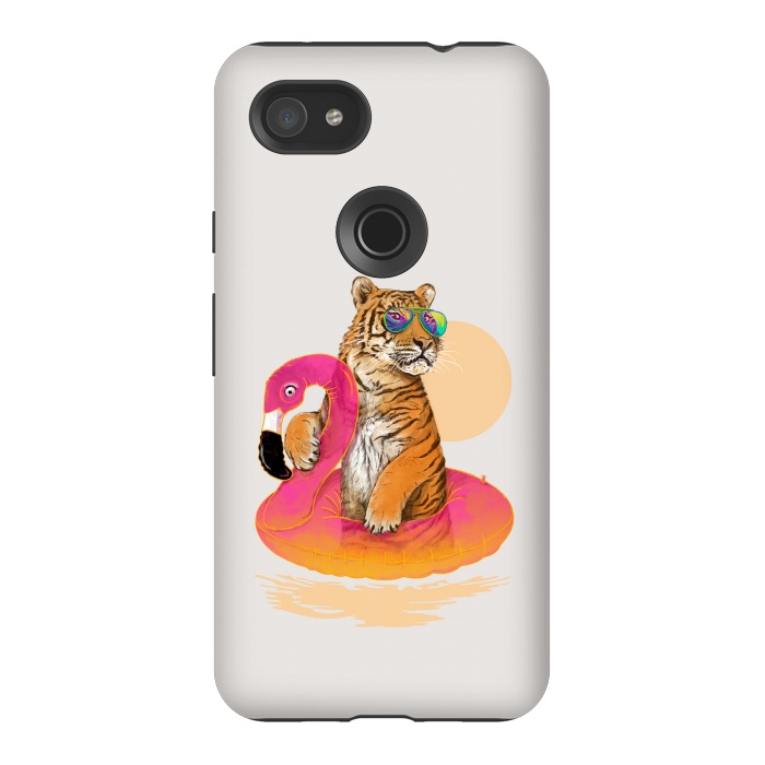 Pixel 3AXL StrongFit Chillin Flamingo Tiger by 38 Sunsets