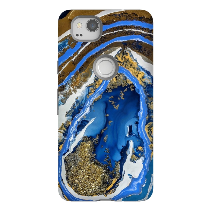 Pixel 2 StrongFit Gold and blue geode  by Winston