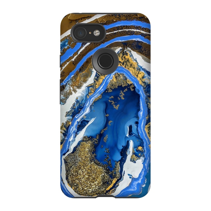 Pixel 3 StrongFit Gold and blue geode  by Winston