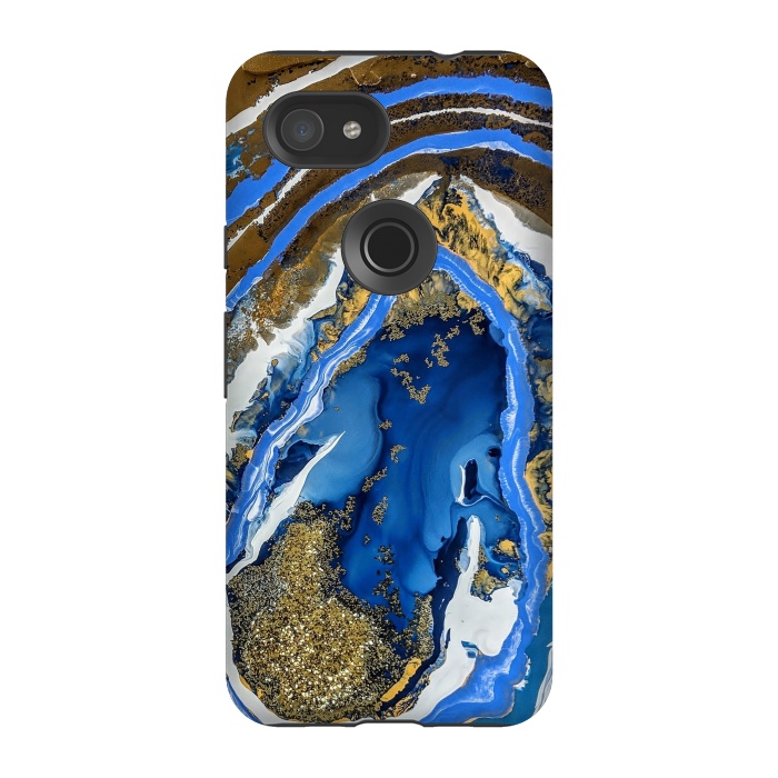 Pixel 3A StrongFit Gold and blue geode  by Winston