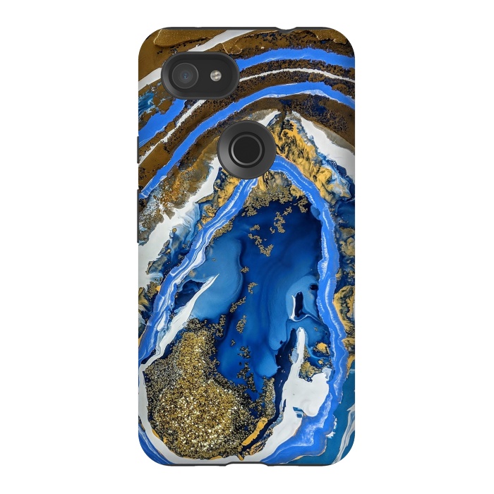 Pixel 3AXL StrongFit Gold and blue geode  by Winston