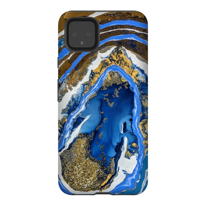 Pixel 4XL StrongFit Gold and blue geode  by Winston