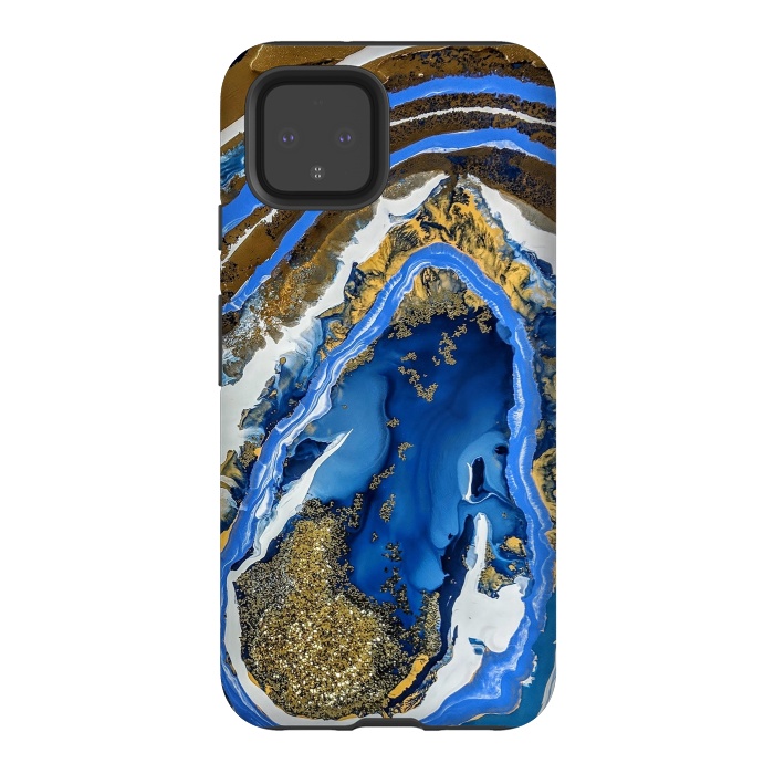 Pixel 4 StrongFit Gold and blue geode  by Winston