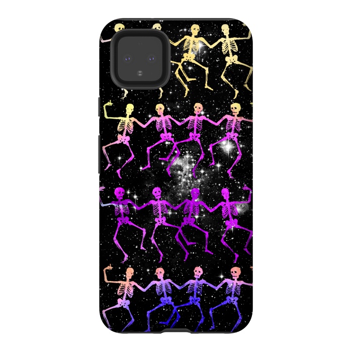 Pixel 4XL StrongFit Neon gradient dancing skeletons Halloween by Oana 