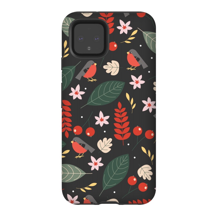 Pixel 4 StrongFit Cute Bullfinches in Christmas by ArtsCase