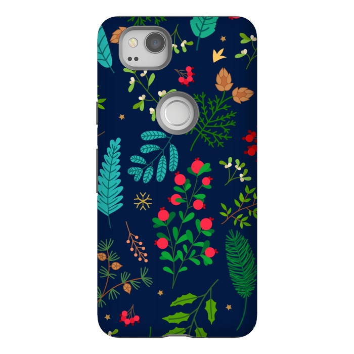 Pixel 2 StrongFit Holiday Christmas with Branches Mistletoe and Berries by ArtsCase