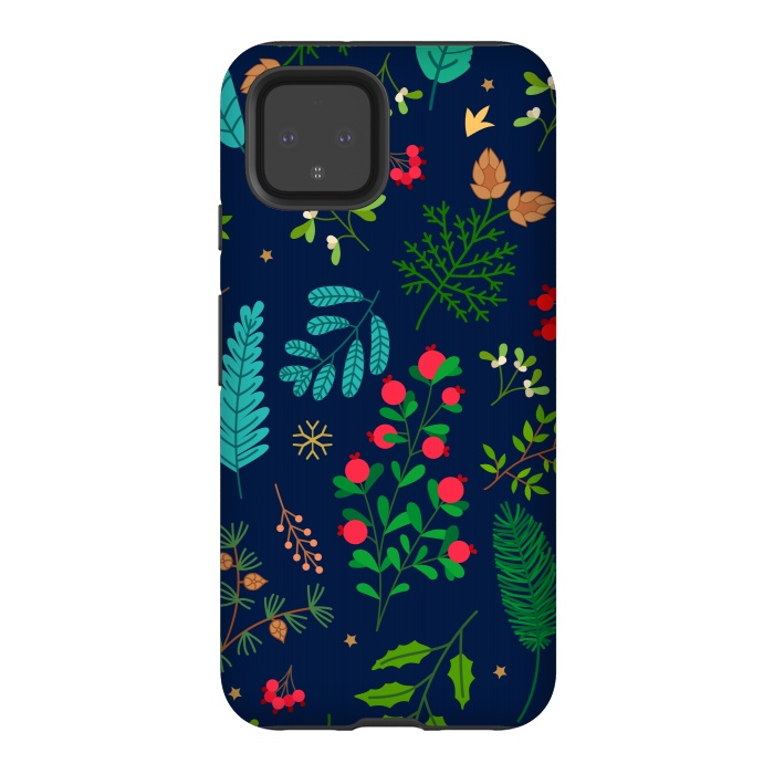 Pixel 4 StrongFit Holiday Christmas with Branches Mistletoe and Berries by ArtsCase