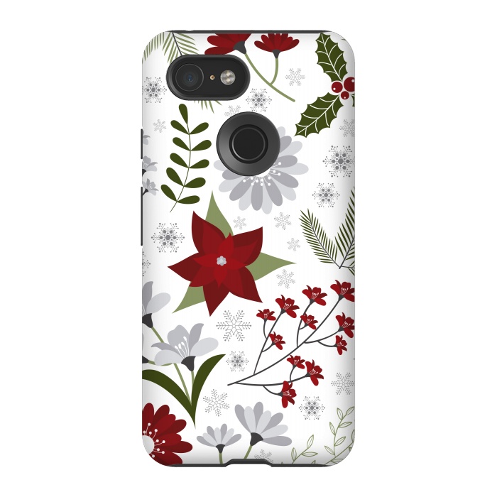 Pixel 3 StrongFit Set of Flowers in Christmas and New Year by ArtsCase