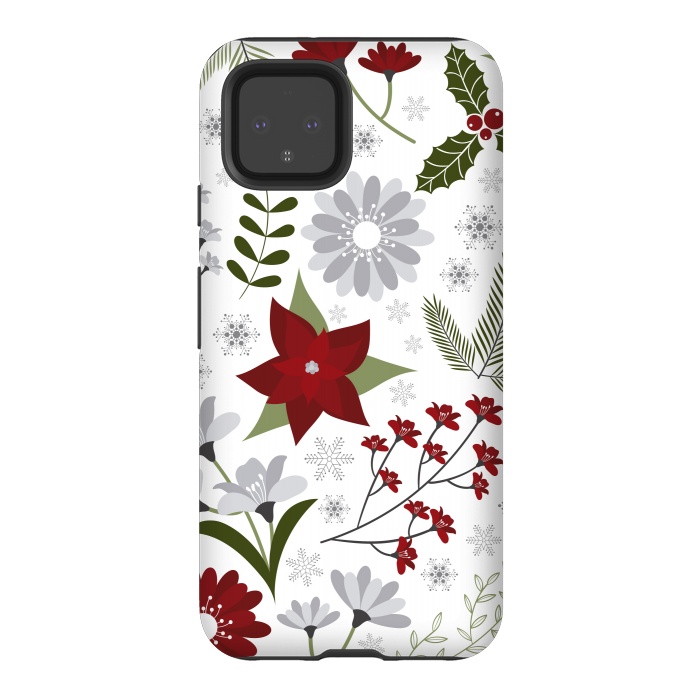 Pixel 4 StrongFit Set of Flowers in Christmas and New Year by ArtsCase