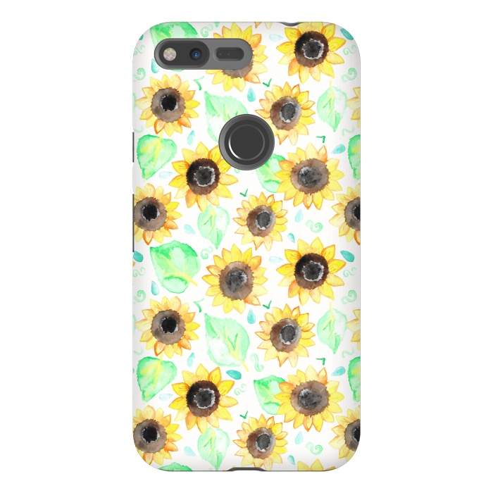 Pixel XL StrongFit Cheerful Watercolor Sunflowers by Tangerine-Tane