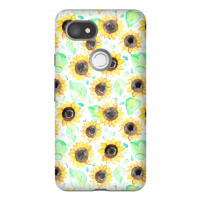 Pixel 2XL StrongFit Cheerful Watercolor Sunflowers by Tangerine-Tane