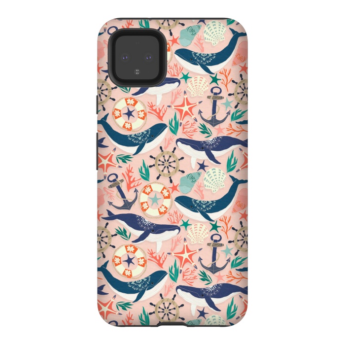 Pixel 4XL StrongFit Whale Song on Coral Blush by Tangerine-Tane