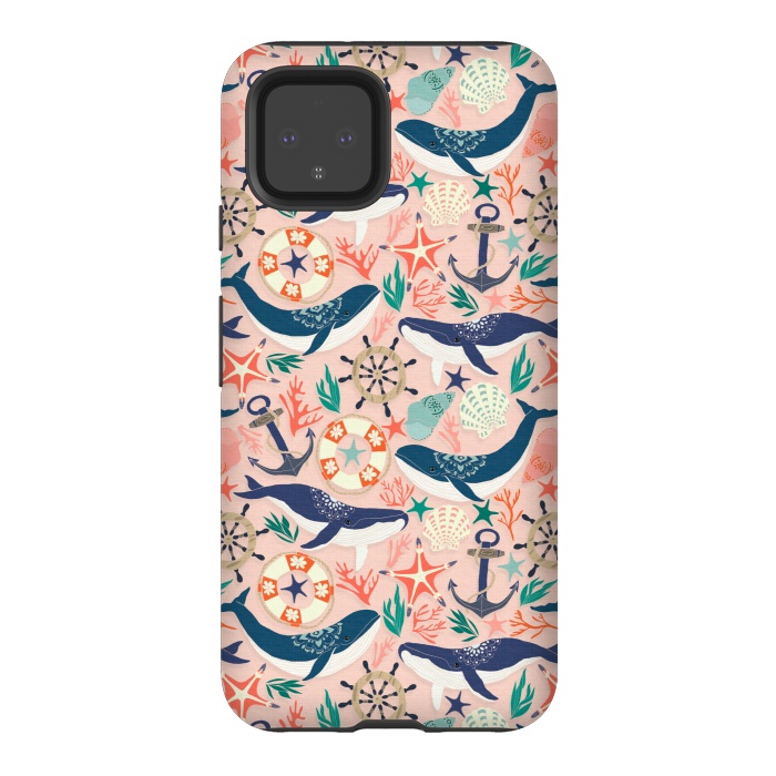 Pixel 4 StrongFit Whale Song on Coral Blush by Tangerine-Tane