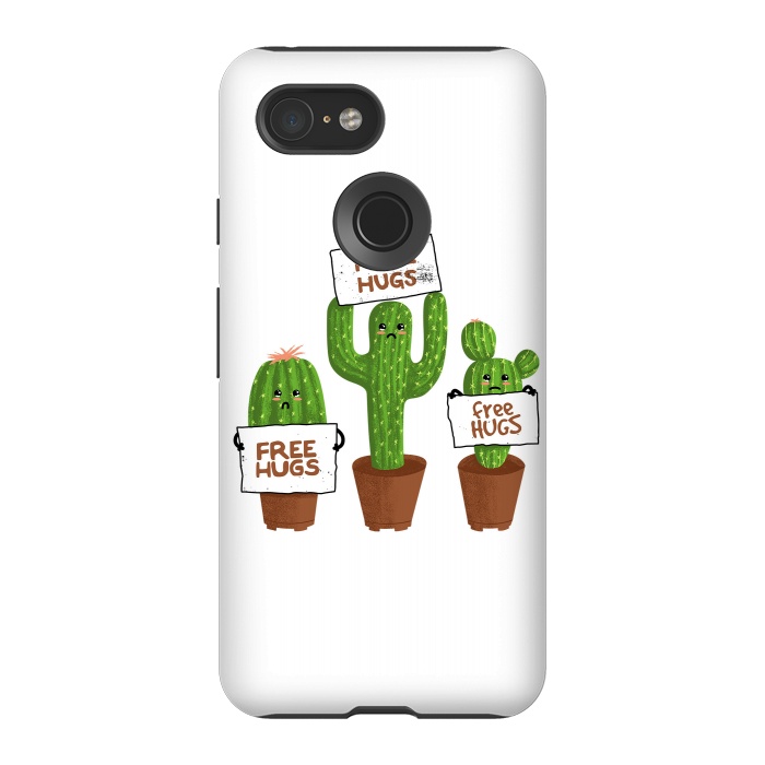 Pixel 3 StrongFit Free Hugs Cactus by Afif Quilimo