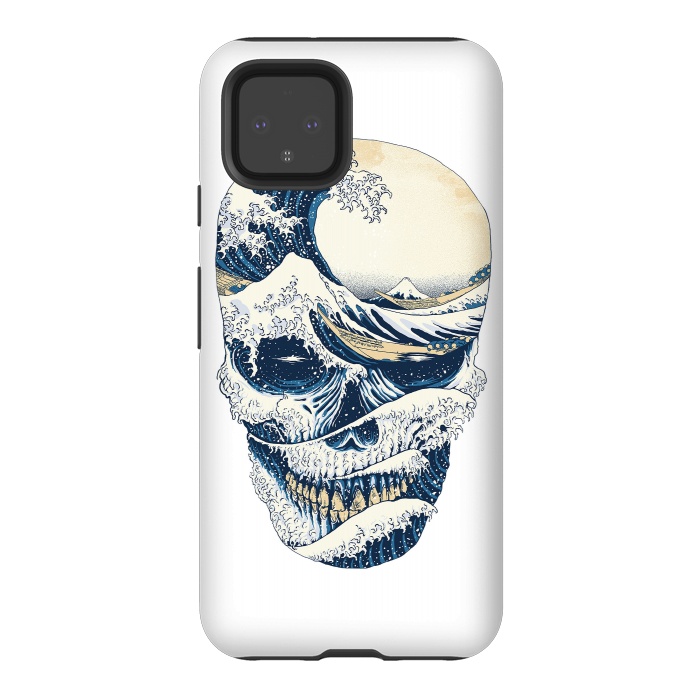 Pixel 4 StrongFit The Great Wave off Skull by Afif Quilimo