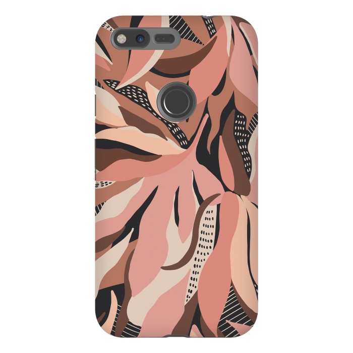 Pixel XL StrongFit Abstract pink leaves I by Mmartabc